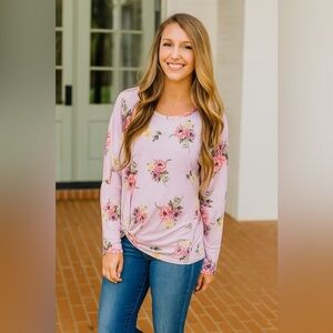 Wallflower Pink Floral Long Sleeve Top Size 3X